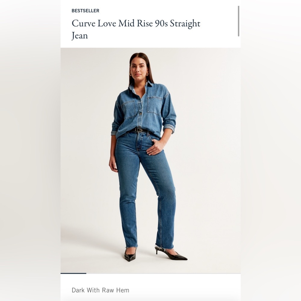NWT Abercrombie curve love Mid Rise 90s Straight jeans